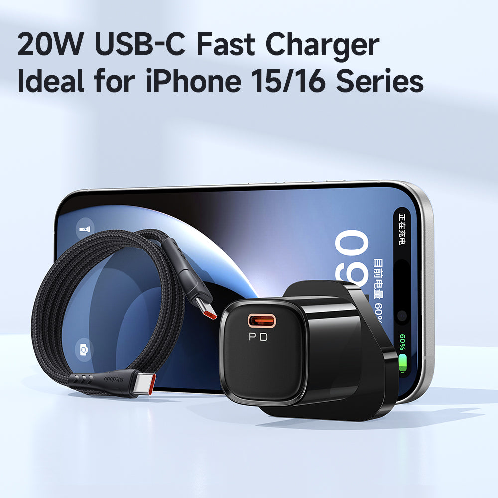 Mcdodo 20W 1A PD Fast Charger (UK) + C to C cable 1.2m