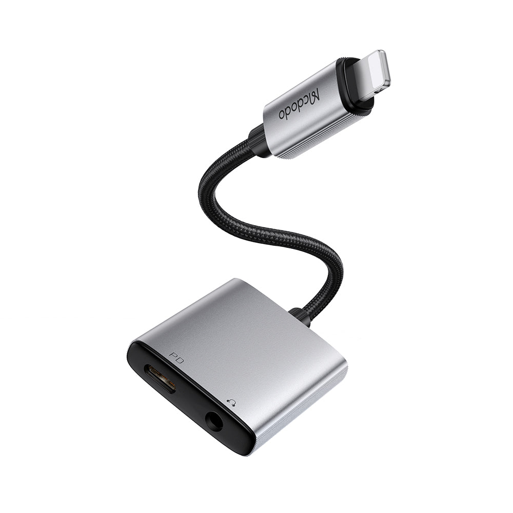 Mcdodo 2 in 1 Lightning to Lightning+DC3.5mm Audio Adapter